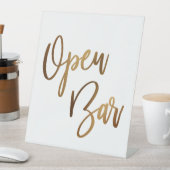Eenvoudige Gold Handwriting Open Bar Reclamebord Met Voetstuk (Insitu)
