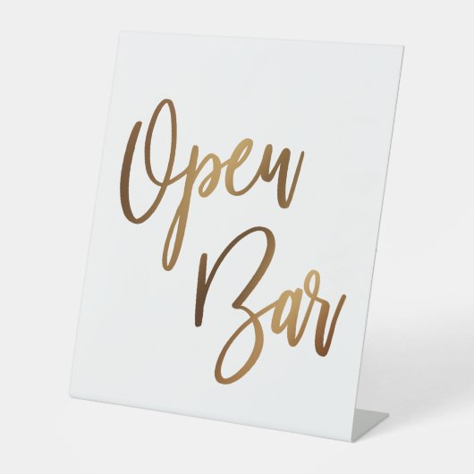 Eenvoudige Gold Handwriting Open Bar Reclamebord Met Voetstuk (Voorkant)