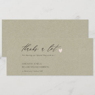 EENVOUDIGE GOLD HEART KRAFT WEDDING DANK JE KAART