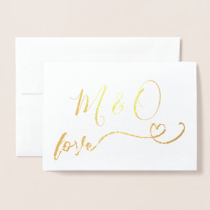 Eenvoudige Gold Heart Monogram Love Folie Kaarten