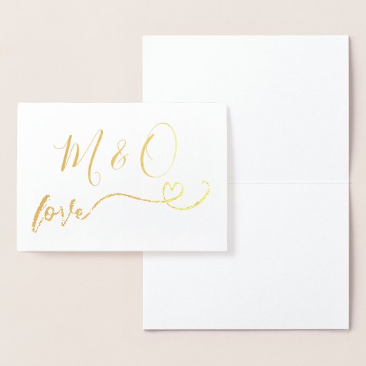 Eenvoudige Gold Heart Monogram Love Folie Kaarten (Display)