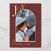 Eenvoudige Gold Joy-fotoserie Kerstmis Folie Feestdagenkaart (Voorkant)