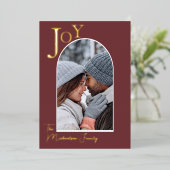 Eenvoudige Gold Joy-fotoserie Kerstmis Folie Feestdagenkaart (Staand Voorkant)