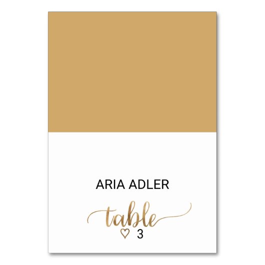 Eenvoudige Gold-kalligrafie-escortkaart Kaart (Voorkant)