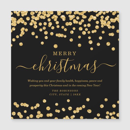 Eenvoudige GOLD-kerstFeestdagen Glitter Black (Voorkant)