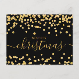 Eenvoudige GOLD-kerstFeestdagen Glitter Black Feestdagenkaart