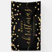 Eenvoudige GOLD-kerstFeestdagen Glitter Black Spandoek (Verticaal)
