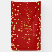 Eenvoudige GOLD-kerstFeestdagen Glitter Red Spandoek (Verticaal)