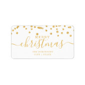 Eenvoudige GOLD-kerstFeestdagen Glitter White Etiket (Voorkant)