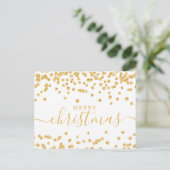 Eenvoudige GOLD-kerstFeestdagen Glitter White Feestdagenkaart (Staand voorkant)