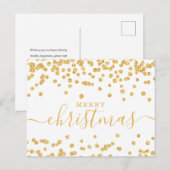 Eenvoudige GOLD-kerstFeestdagen Glitter White Feestdagenkaart (Voorkant / Achterkant)