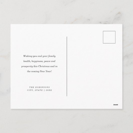 Eenvoudige GOLD-kerstFeestdagen Glitter White Feestdagenkaart (Achterkant)