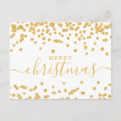 Eenvoudige GOLD-kerstFeestdagen Glitter White Feestdagenkaart (Voorkant)