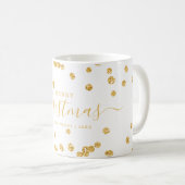 Eenvoudige GOLD-kerstFeestdagen Glitter White Koffiemok (Voorkant rechts)