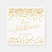Eenvoudige GOLD-kerstFeestdagen Glitter White Servet (Voorkant)