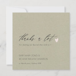 EENVOUDIGE GOLD KRAFT HEART SCRIPT WEDDING DANK U BEDANKKAART