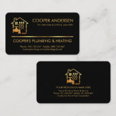 Eenvoudige Gold Line Loodgietersverwarming Visitekaartje (Voorkant / Achterkant)