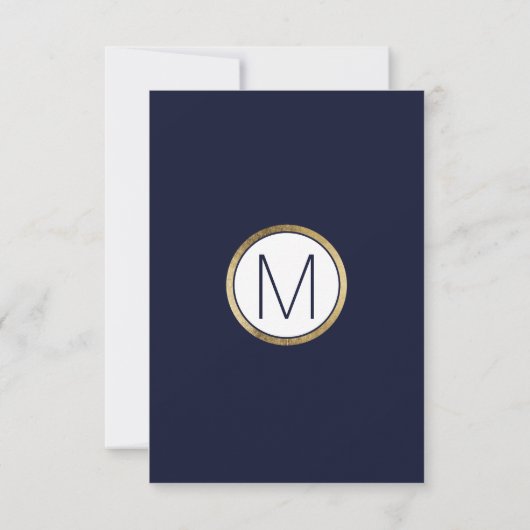 Eenvoudige Gold Lined Navy Blue RSVP-kaarten RSVP Kaartje (Achterkant)