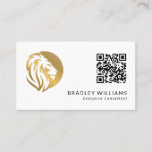 Eenvoudige Gold Lion-Logo met QR-code Visitekaartje (Voorkant)