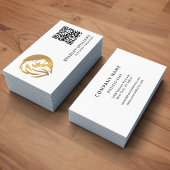 Eenvoudige Gold Lion-Logo met QR-code Visitekaartje
