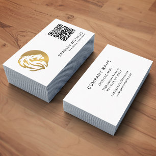 Eenvoudige Gold Lion-Logo met QR-code Visitekaartje