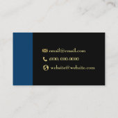 Eenvoudige Gold Logo-harde blauwe en zwarte kleure Visitekaartje (Achterkant)