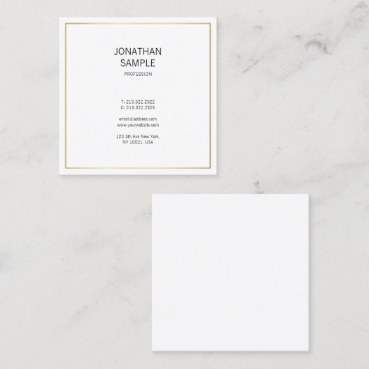 Eenvoudige Gold look Modern Professional Elegant P Vierkante Visitekaartje (Voorkant / Achterkant)