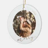 Eenvoudige Gold Merry-foto Keramisch Ornament (Links)