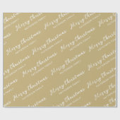 Eenvoudige Gold Merry-kerstfamilienaam Cadeaupapier (Vlak)