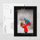 Eenvoudige Gold Merry-kerstfoto zwart Briefkaart (Voorkant / Achterkant)