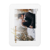 Eenvoudige Gold Merry-witte kerstkaart Magnet Magneet (Verticaal)