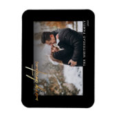 Eenvoudige Gold Merry-zwarte kerstkaart Magnet Magneet (Verticaal)