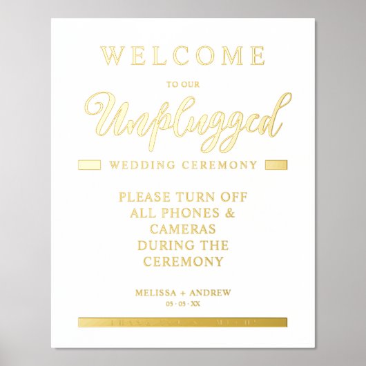 Eenvoudige Gold Minimalist Unplugged Weddenschap Folie Afdrukken (Voorkant)