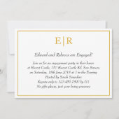 Eenvoudige Gold Monogram Elegant Engagement Party Kaart (Voorkant)