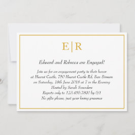 Eenvoudige Gold Monogram Elegant Engagement Party Kaart