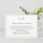 Eenvoudige Gold Monogram Elegant Engagement Party Kaart (Staand voorkant)