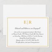 Eenvoudige Gold Monogram Elegant Engagement Party Kaart (Voorkant / Achterkant)