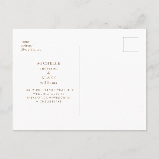 Eenvoudige Gold Monogram zwart Sla de datum op Briefkaart (Achterkant)