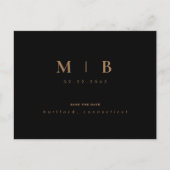 Eenvoudige Gold Monogram zwart Sla de datum op Briefkaart (Voorkant)