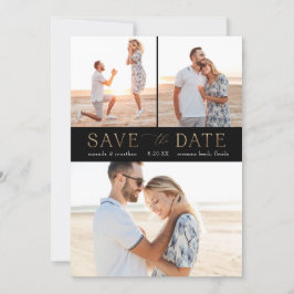 Eenvoudige Gold Multiple Photo Save the Date Kaart