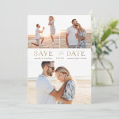 Eenvoudige Gold Multiple Photo Save the Date Kaart (Staand voorkant)