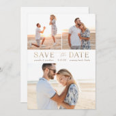 Eenvoudige Gold Multiple Photo Save the Date Kaart (Voorkant / Achterkant)