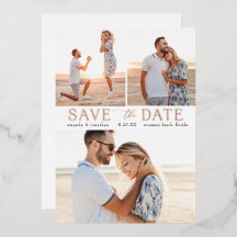 Eenvoudige Gold Multiple Photo Save the Date Real