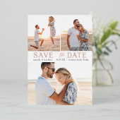 Eenvoudige Gold Multiple Photo Save the Date Real Folie Uitnodiging (Staand Voorkant)