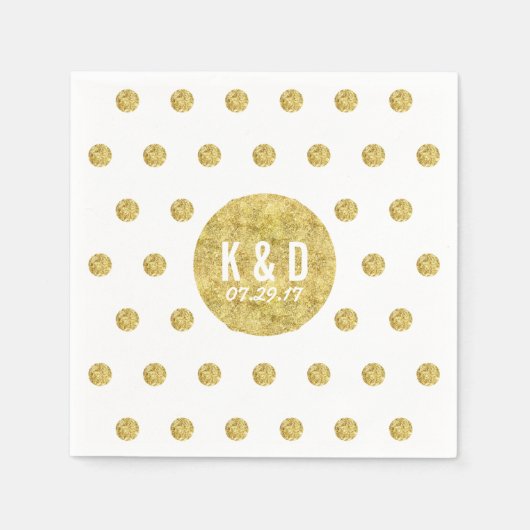 Eenvoudige Gold Polka Dots Moderne bruiloft Servetten (Voorkant)