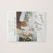 Eenvoudige Gold Script Calligraphy Photo Save the Legpuzzel (Horizontaal)