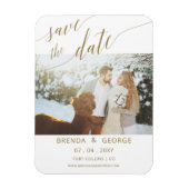 Eenvoudige Gold Script Calligraphy Photo Save the Magneet (Verticaal)