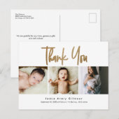 Eenvoudige Gold Script foto collage baby dank u Briefkaart (Voorkant / Achterkant)