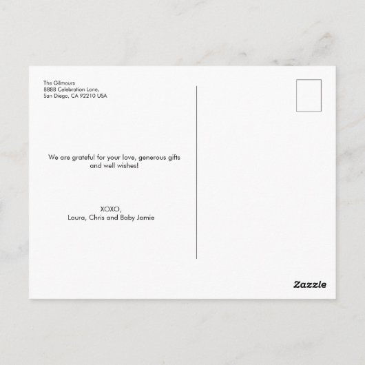 Eenvoudige Gold Script foto collage baby dank u Briefkaart (Achterkant)