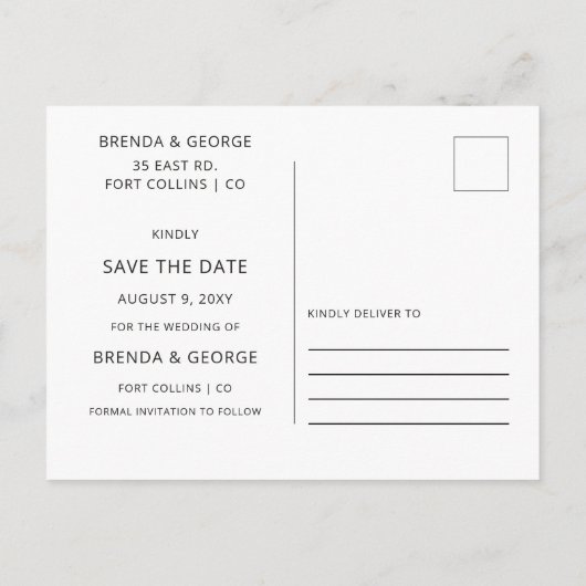 Eenvoudige Gold Script-kalligrafie Sparen de Datum Aankondigingskaart (Achterkant)